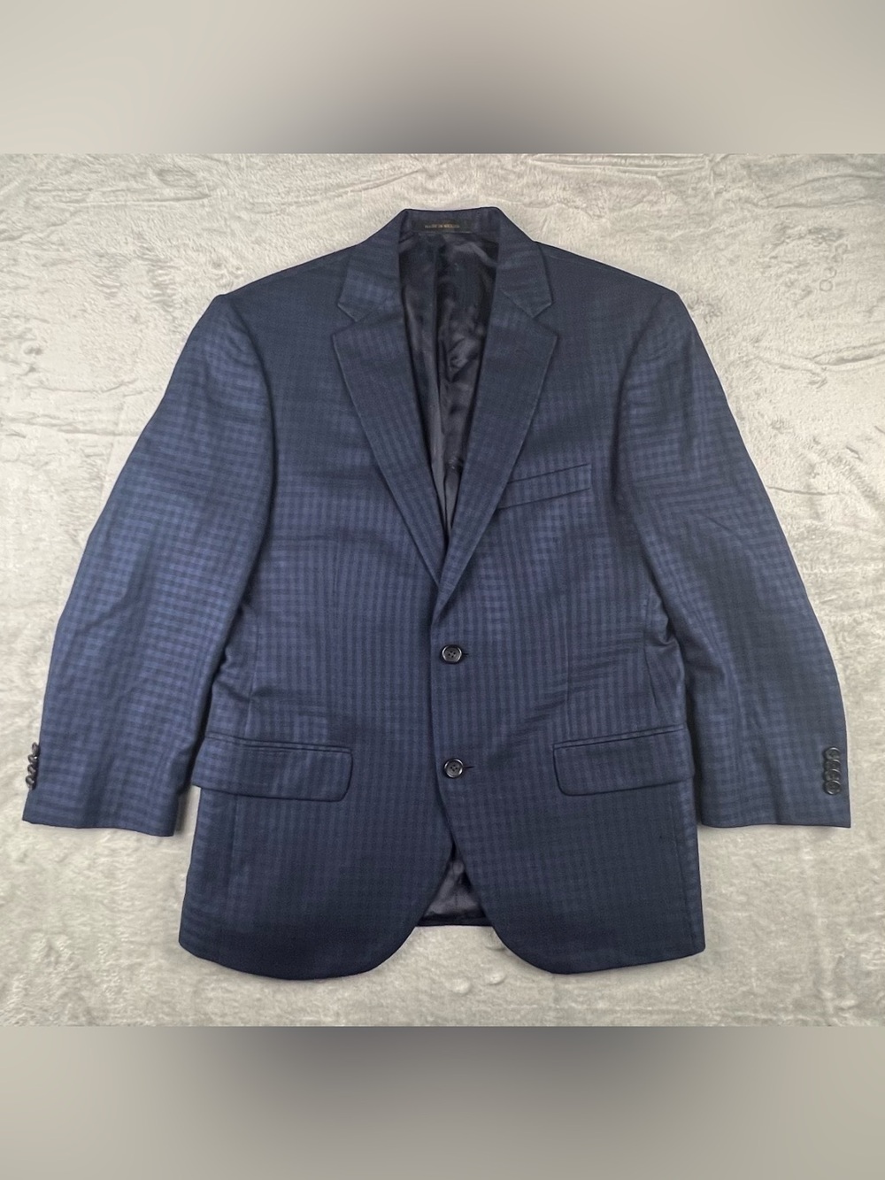 Jos. A Bank Reserve Sport Coat Men’s 41R Black Blue Check Plaid Silk Wool Blazer
